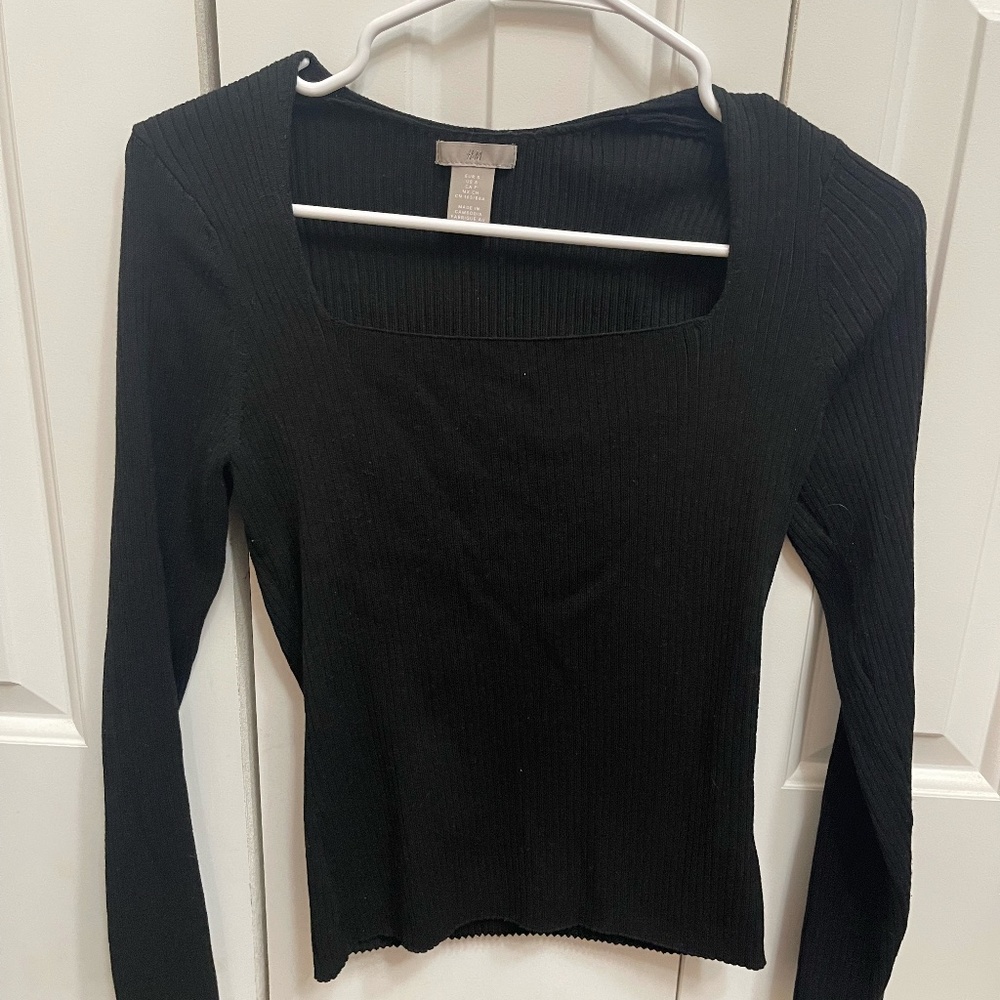 Square Neck Long Sleeve H&M Top